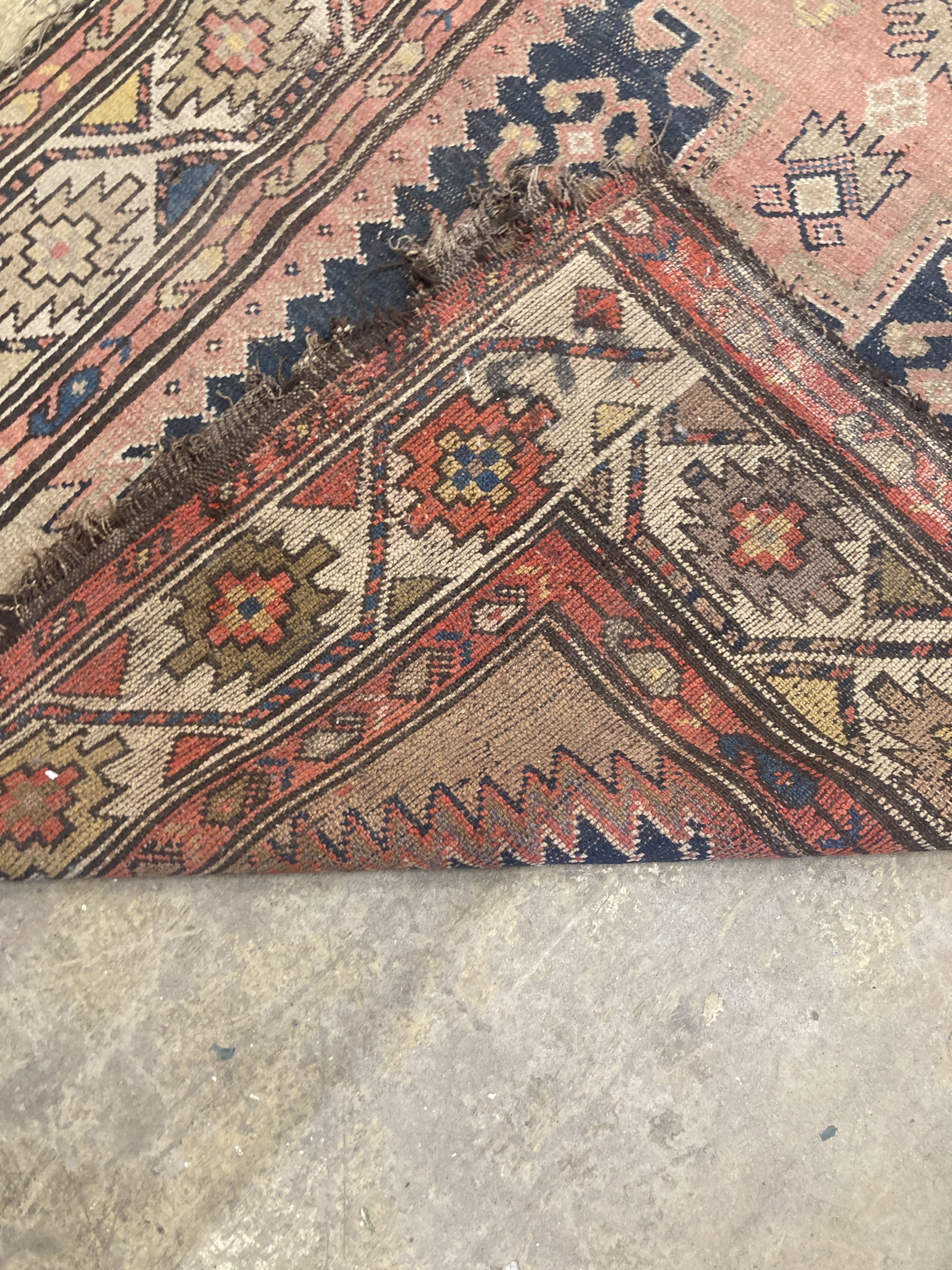 A Caucasian Kazak style blue ground runner, 365 x 106cm